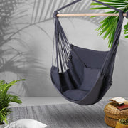 Danoz Direct - Gardeon Hammock Chair Outdoor Camping⛺ Hanging Hammocks Cushion Pillow Grey - danozdirect