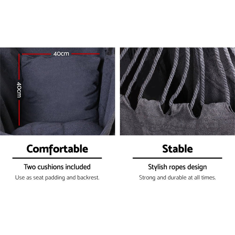 Danoz Direct - Gardeon Hammock Chair Outdoor Camping⛺ Hanging Hammocks Cushion Pillow Grey - danozdirect