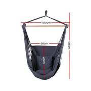 Danoz Direct - Gardeon Hammock Chair Outdoor Camping⛺ Hanging Hammocks Cushion Pillow Grey - danozdirect