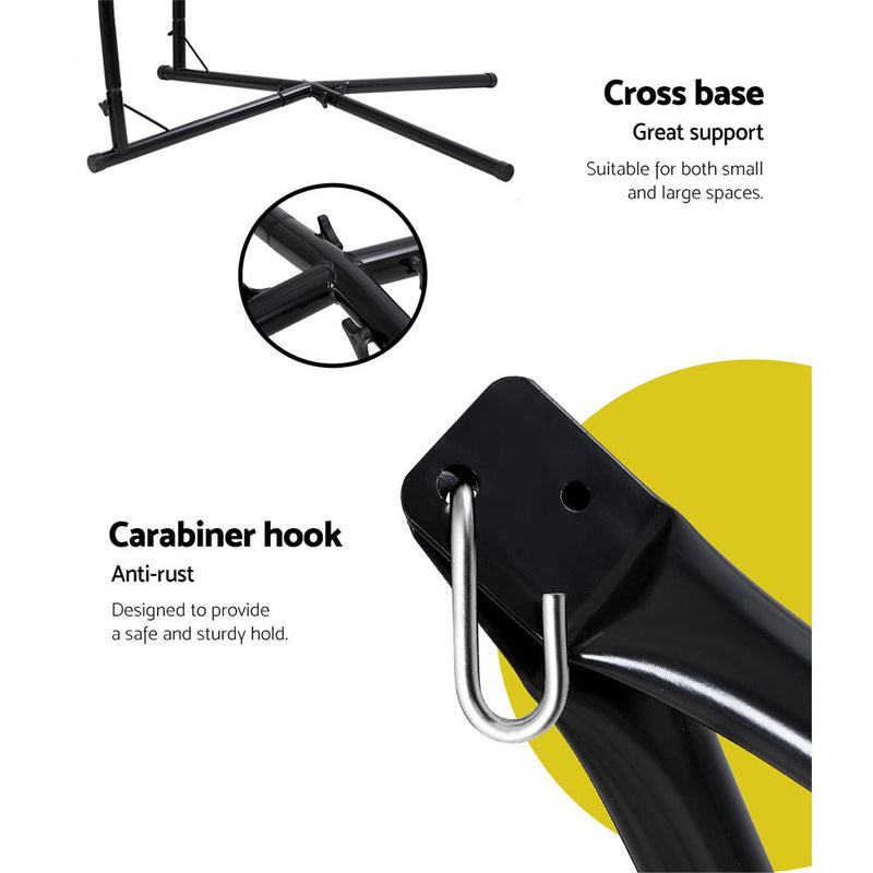 Danoz Direct - Gardeon Hammock Chair Outdoor Camping⛺ Hanging with Steel Stand Grey - danozdirect