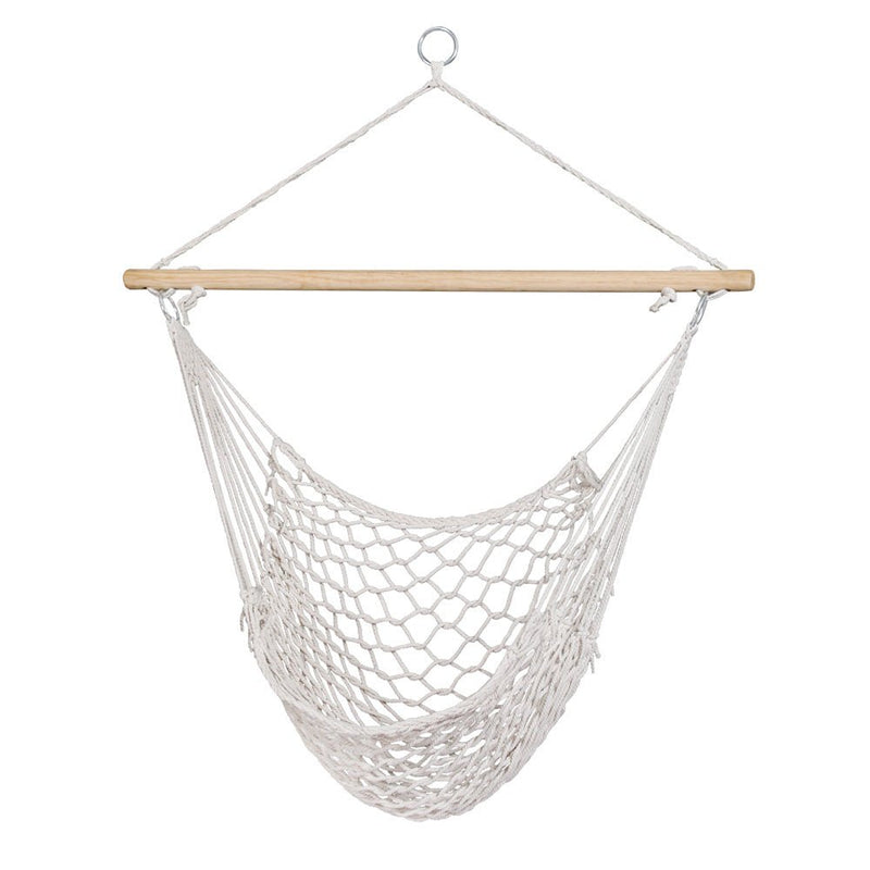 Danoz Direct - Gardeon Hammock Chair Outdoor Hanging Camping⛺ Mesh Indoor Cream - danozdirect