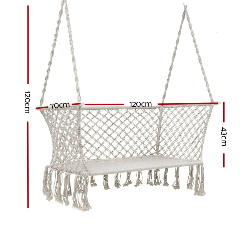 Danoz Direct - Gardeon Hammock Chair Outdoor Portable Camping⛺ Hammocks 2 Person Cream - danozdirect
