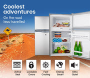 Danoz Direct - GECKO 95L Portable Fridge Freezer Camping Motorhome Caravan Upright Fridges 12V/24V/240V, Silver - danozdirect