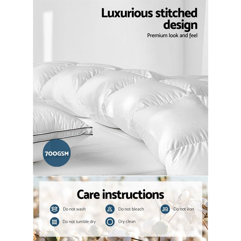 Danoz Direct - Giselle Bedding 700GSM Duck Down Feather Quilt Queen - danozdirect