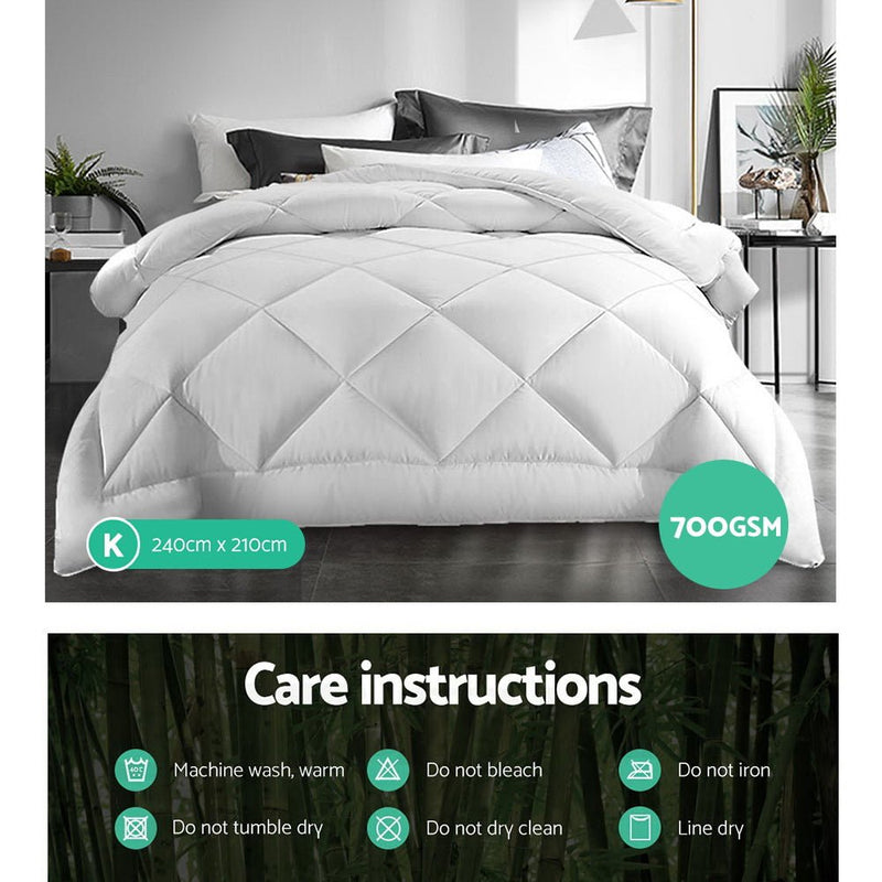 Danoz Direct - Giselle Bedding 700GSM Microfibre Bamboo Quilt King - Free Postage - danozdirect