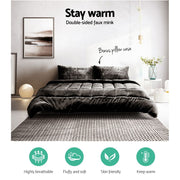 Danoz Direct - Giselle Bedding Faux Mink Quilt Charcoal Double - danozdirect