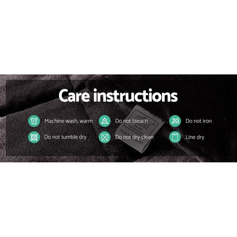 Danoz Direct - Giselle Bedding Faux Mink Quilt Charcoal Double - danozdirect