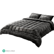 Danoz Direct - Giselle Bedding Faux Mink Quilt Charcoal Queen - danozdirect