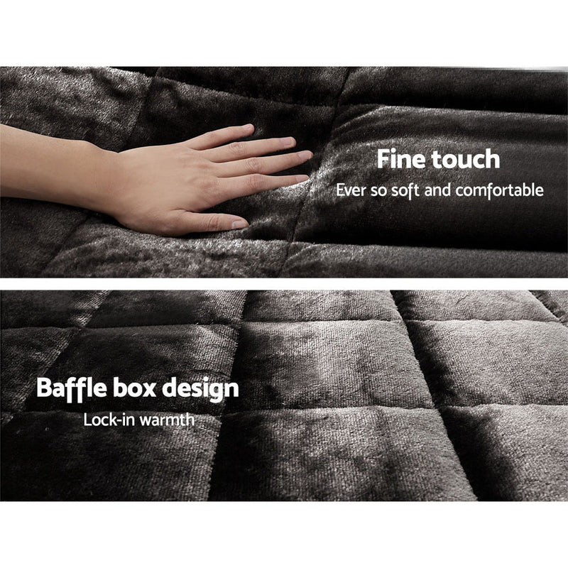 Danoz Direct - Giselle Bedding Faux Mink Quilt Charcoal Super King - danozdirect