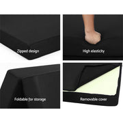 Danoz Direct Giselle Bedding Foldable Mattress Folding Foam Bed Mat Black - Free Postage! - danozdirect