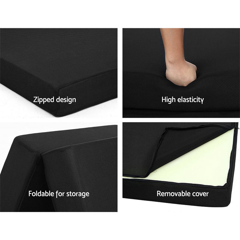 Danoz Direct Giselle Bedding Foldable Mattress Folding Foam Bed Mat Black - Free Postage! - danozdirect