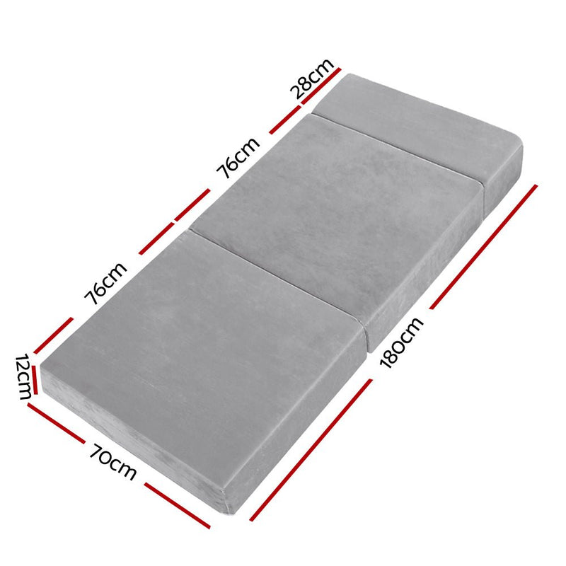 Danoz Direct - Giselle Bedding Foldable Mattress Folding Foam Bed Mat Light Grey - danozdirect