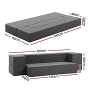 Danoz Direct - Giselle Bedding Foldable Mattress Folding Foam Sofa Bed Chair Grey - danozdirect