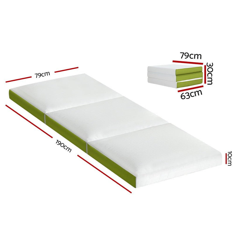 Danoz Direct - Giselle Bedding Foldable Mattress Folding Foam Trifold Green - danozdirect