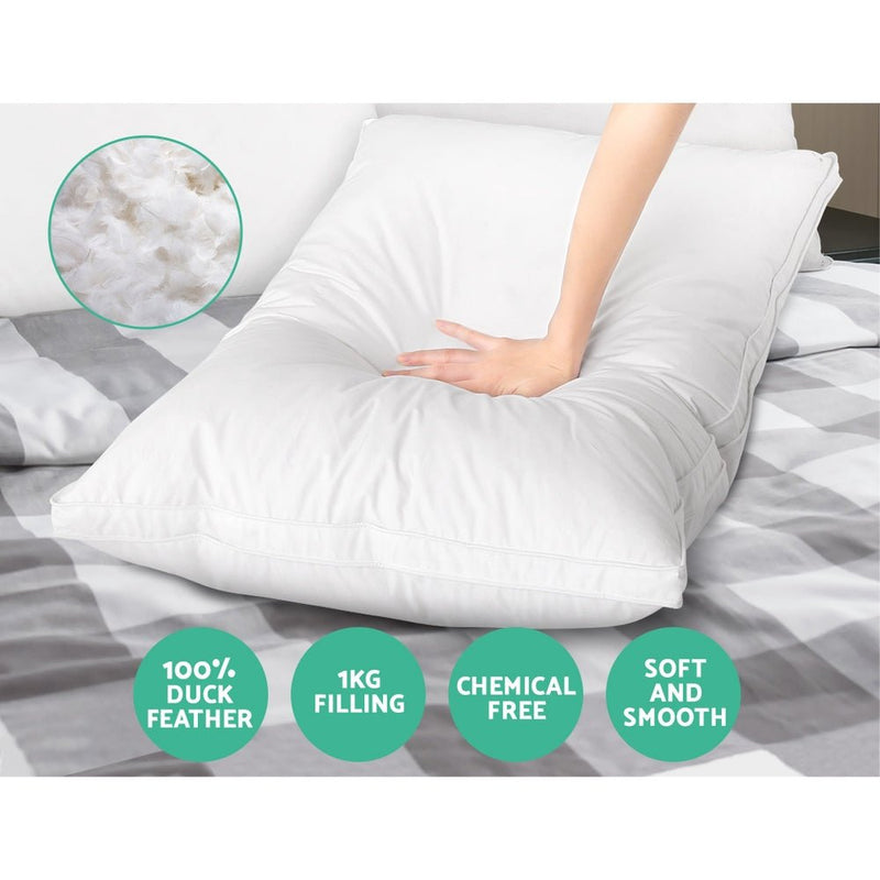 Danoz Direct - Giselle Bedding Huge 75 x 50cm Duck Feather Down Pillow Luxury - Buy 1 Get 1 Free! - danozdirect
