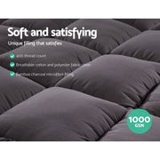 Danoz Direct - Giselle Bedding Mattress Topper Pillowtop Bamboo Charcoal Queen - danozdirect