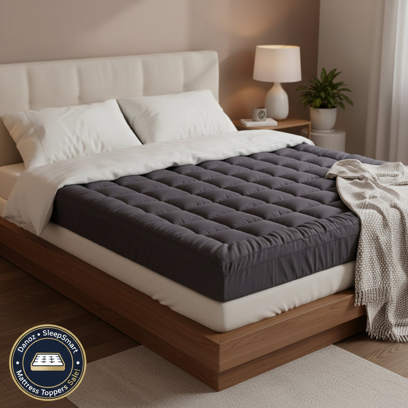 Danoz Direct - Giselle Bedding Mattress Topper Pillowtop Bamboo Charcoal Queen - danozdirect