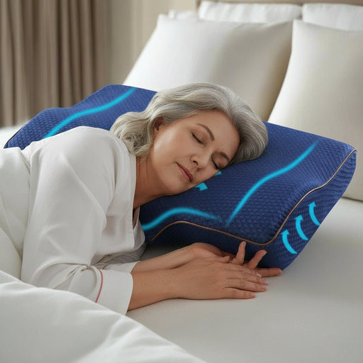 Danoz Direct - Giselle Bedding Memory Foam Contour Pillow Navy - danozdirect