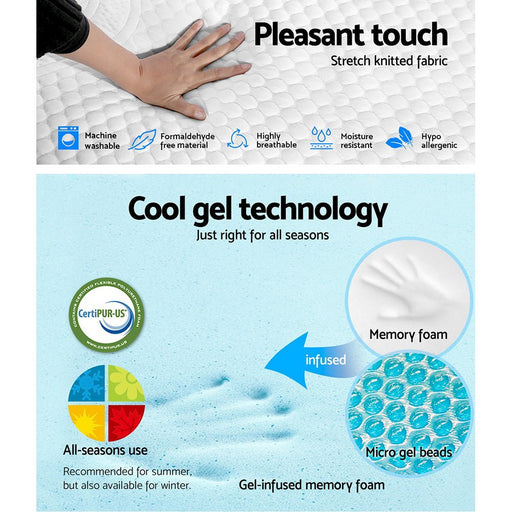 Danoz Direct - Giselle Bedding Memory Foam Mattress Bed Cool Gel Non Spring 21cm Double - danozdirect