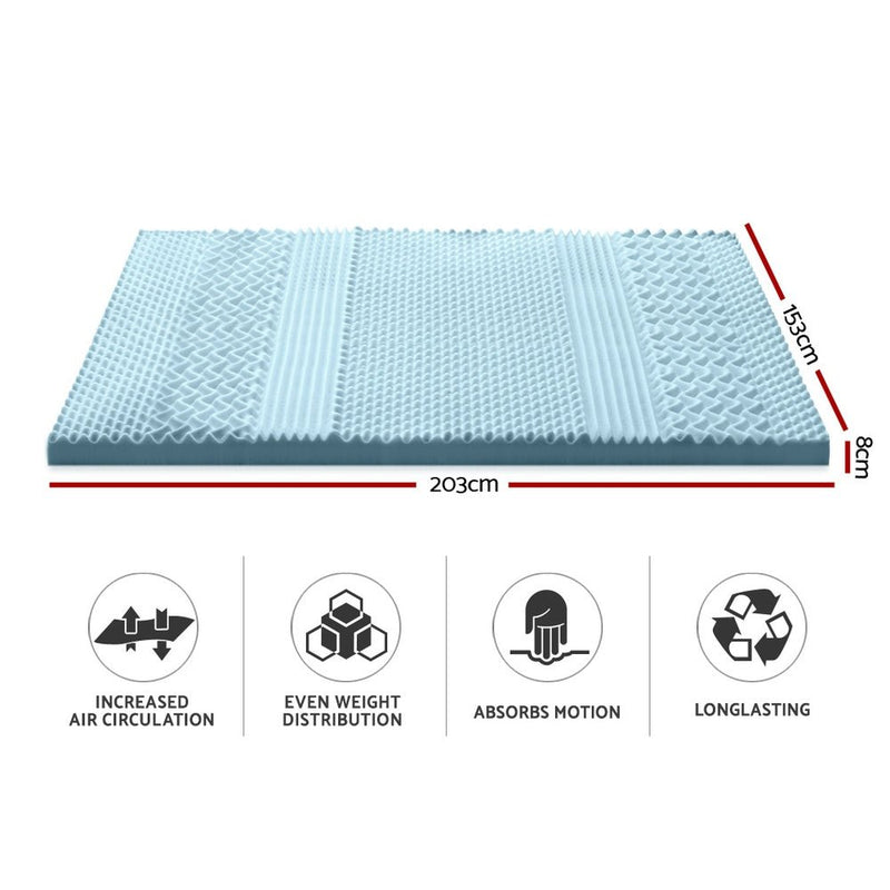 Danoz Direct - Giselle Bedding Memory Foam Mattress Topper 7 - Zone 8cm Queen - danozdirect