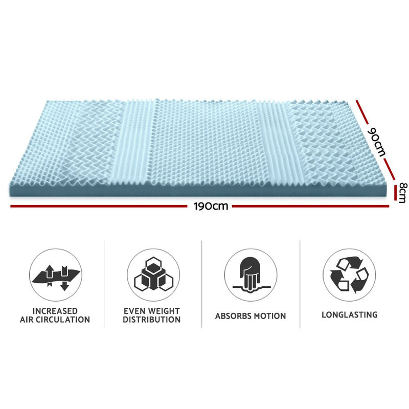 Danoz Direct - Giselle Bedding Memory Foam Mattress Topper 7 - Zone 8cm Single - danozdirect