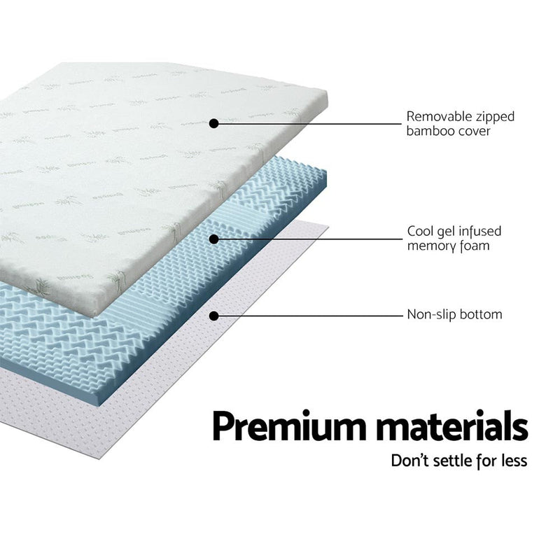 Danoz Direct - Giselle Bedding Memory Foam Mattress Topper 7 - Zone 8cm Single - danozdirect