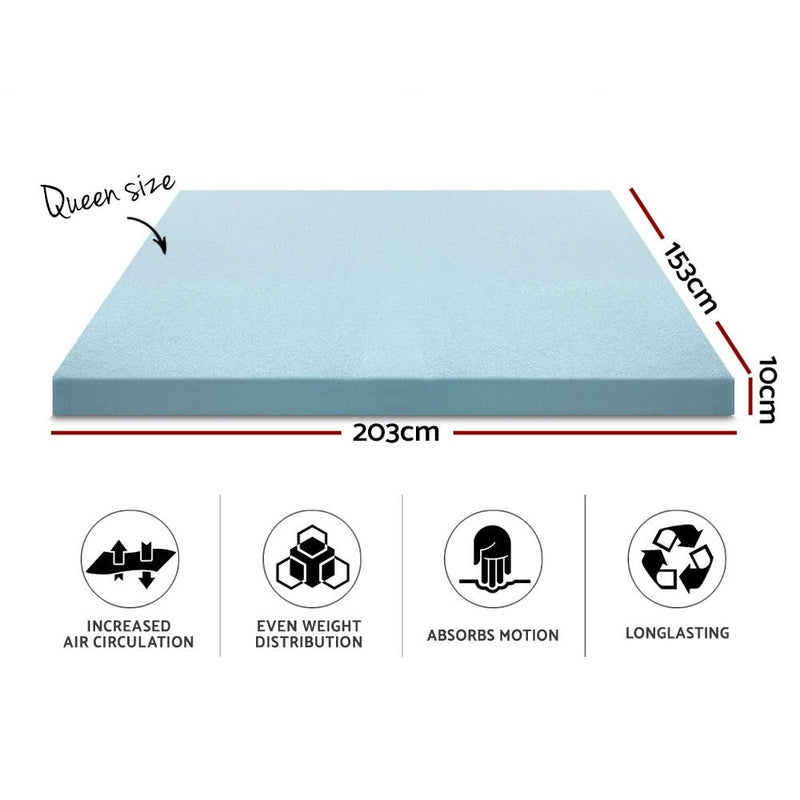 Danoz Direct - Giselle Bedding Memory Foam Mattress Topper Cool Gel 10cm Queen - danozdirect