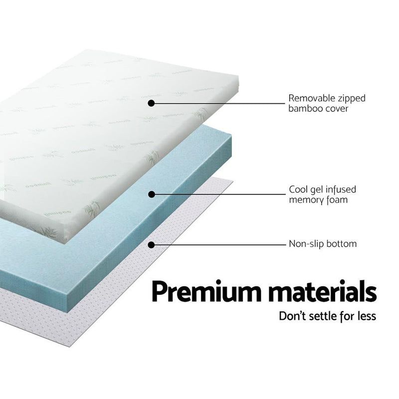 Danoz Direct - Giselle Bedding Memory Foam Mattress Topper Cool Gel 5cm Single - danozdirect