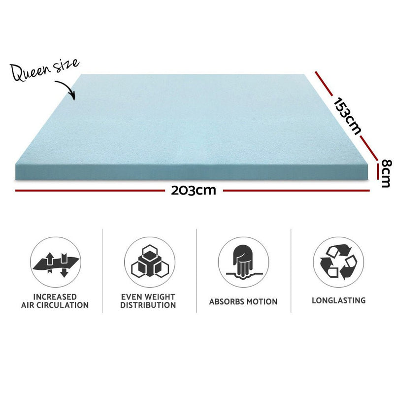 Danoz Direct - Giselle Bedding Memory Foam Mattress Topper Cool Gel 8cm Queen - danozdirect