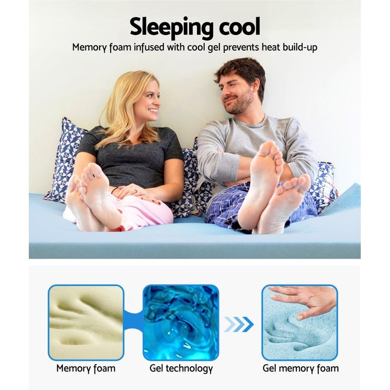 Danoz Direct - Giselle Bedding Memory Foam Mattress Topper Cool Gel 8cm Single - danozdirect