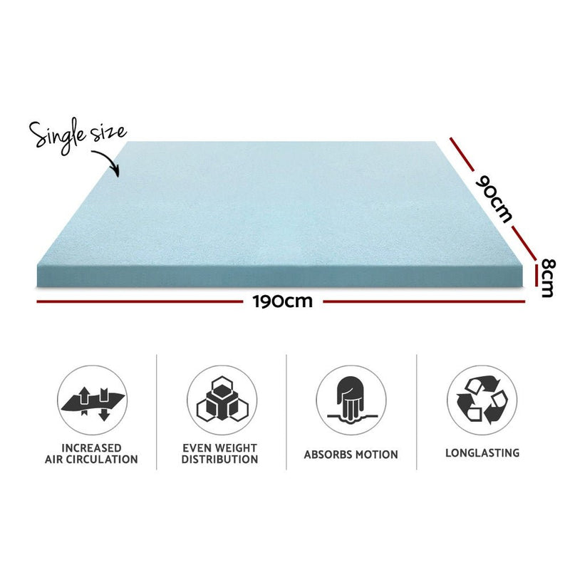 Danoz Direct - Giselle Bedding Memory Foam Mattress Topper Cool Gel 8cm Single - danozdirect