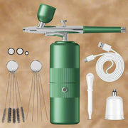 Danoz Direct - Green Portable Oxygen Infusion Nano Spray Facial Beauty Instrument - High Pressure Needle - Free Skin Care Mist Sprayer - danozdirect