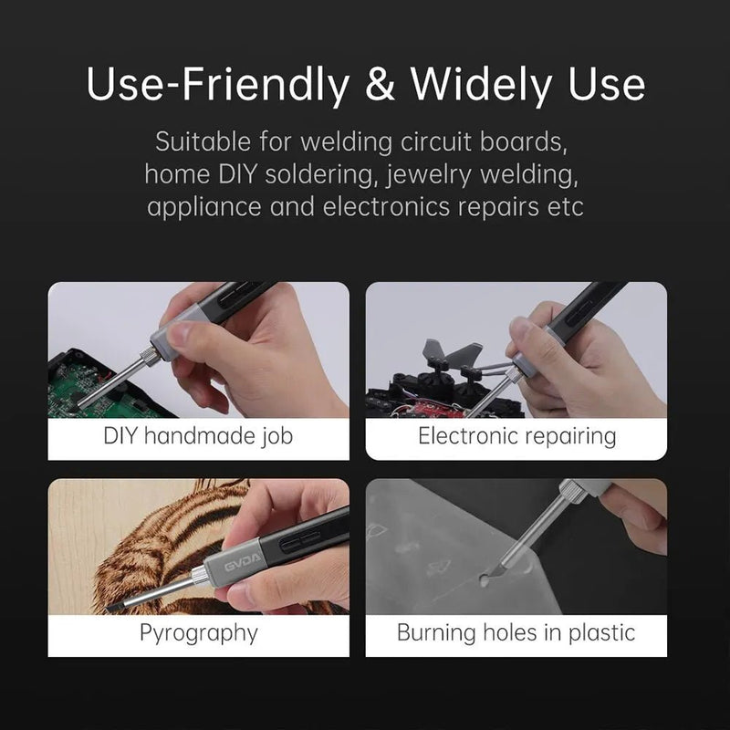 Danoz Direct - GVDA Smart Electric Soldering Iron 65W Adjustable Constant Temperature Fast Heat Portable Soldering Iron Station Kits with Tips - danozdirect