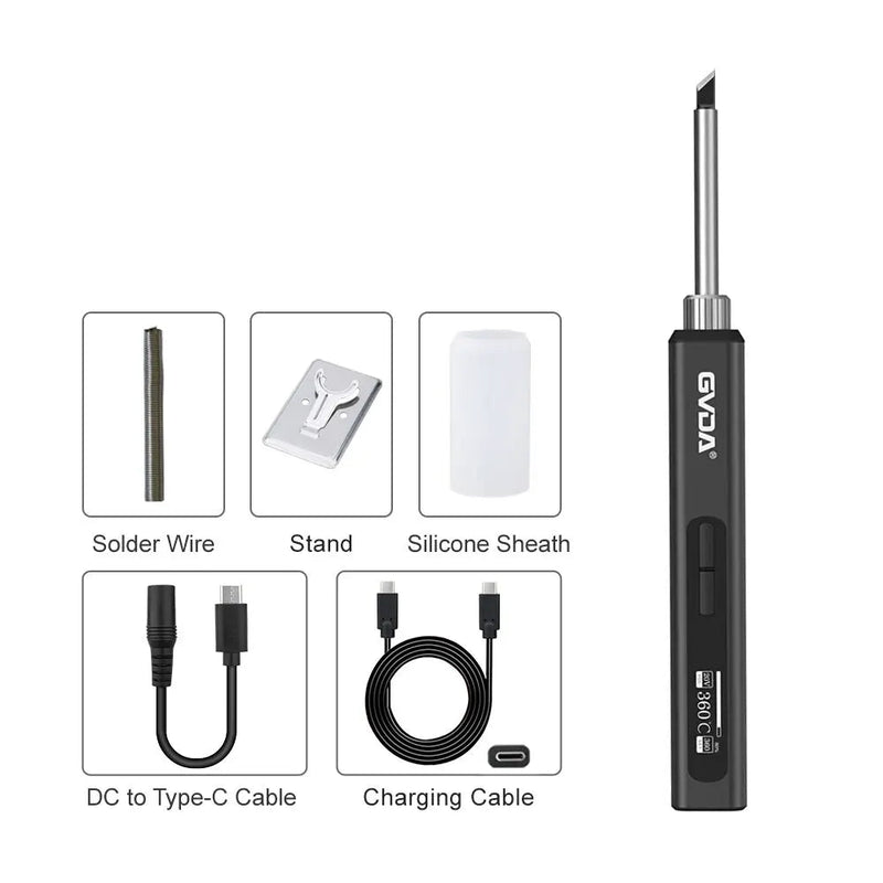 Danoz Direct - GVDA Smart Electric Soldering Iron 65W Adjustable Constant Temperature Fast Heat Portable Soldering Iron Station Kits with Tips - danozdirect
