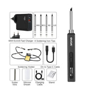 Danoz Direct - GVDA Smart Electric Soldering Iron 65W Adjustable Constant Temperature Fast Heat Portable Soldering Iron Station Kits with Tips - danozdirect