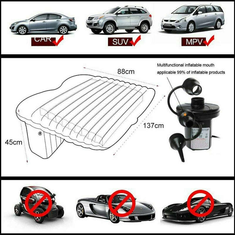 Danoz Direct - Inflatable Car Back Seat Mattress Portable Camping Travel Air Bed - danozdirect