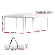 Danoz Direct - Instahut Gazebo 3x9 Wedding Party Marquee Tent Outdoor Event Camping Shade White - danozdirect