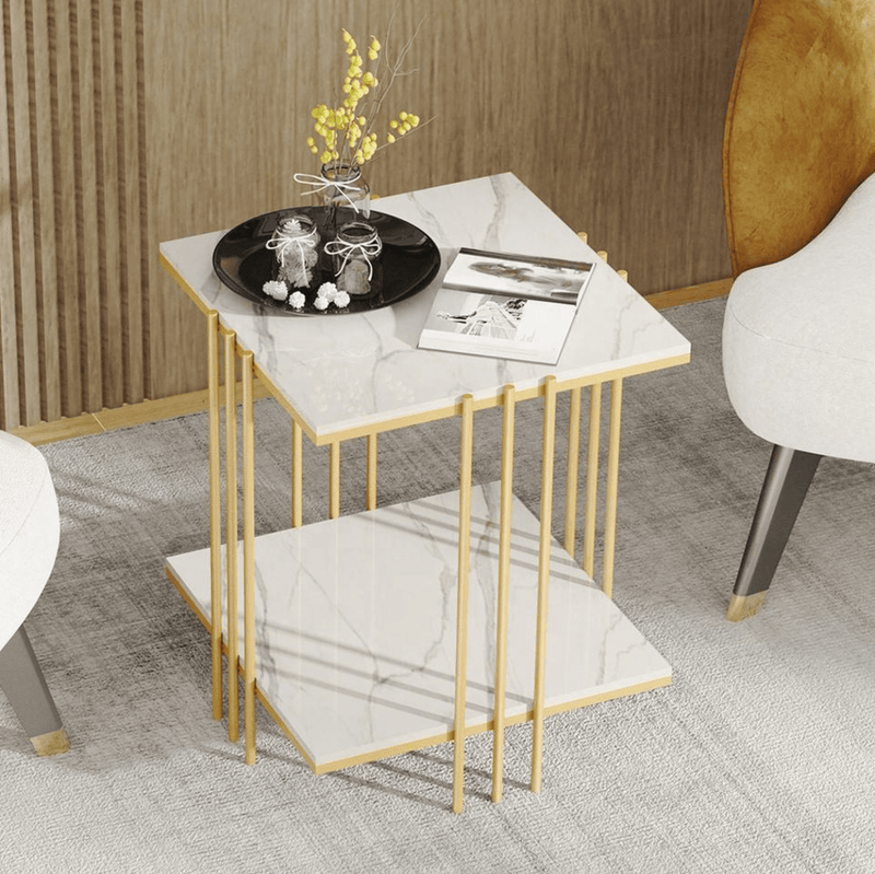 Danoz Direct - Interior Ave - Milano Gold Square Side Table - Free Postage - danozdirect