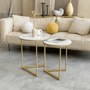Danoz Direct - Interior Ave - Nala Gold Nested Side Table Set - danozdirect