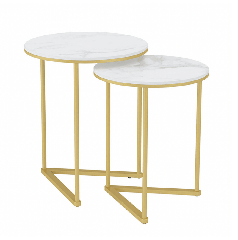 Danoz Direct - Interior Ave - Nala Gold Nested Side Table Set - danozdirect
