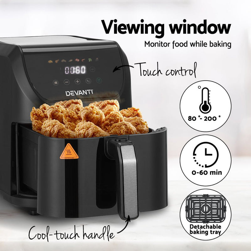 Danoz Direct 🎯Kitchen Smart - Devanti Air Fryer 5L W/ LCD Touch 1500W - Incl. Delivery - danozdirect