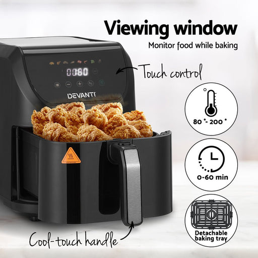 Danoz Direct 🎯Kitchen Smart - Devanti Air Fryer 5L W/ LCD Touch 1500W - Incl. Delivery - danozdirect