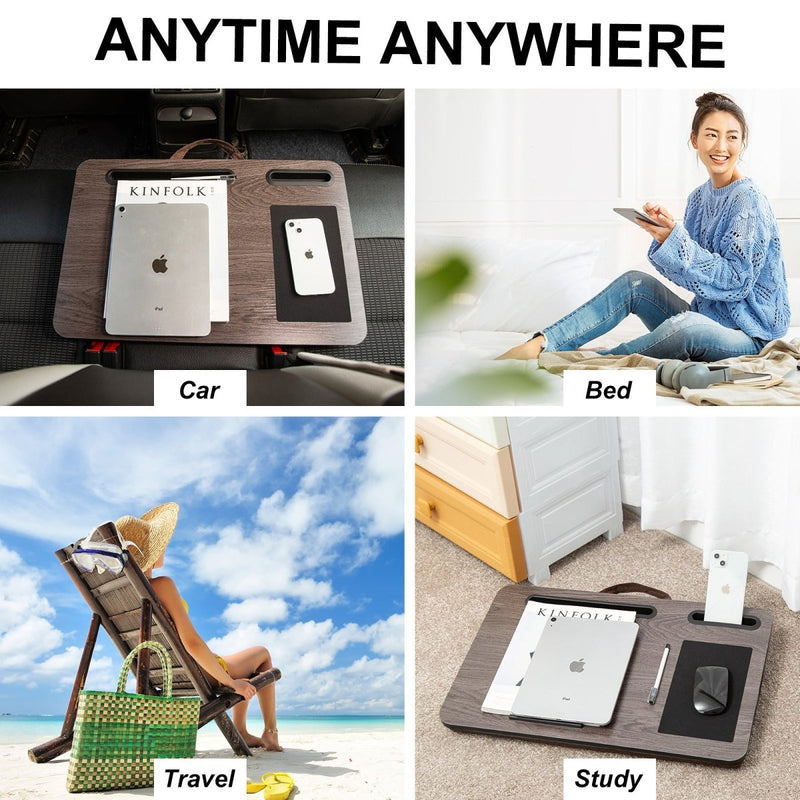 Danoz Direct - Lap Desk Laptop Stand Phone Tablet Holder Mousepad Cushioned Lapdesk IRON GREY OAK - danozdirect