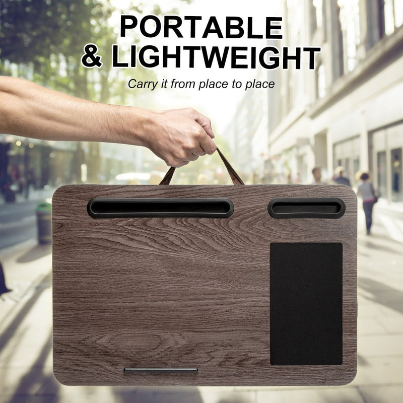 Danoz Direct - Lap Desk Laptop Stand Phone Tablet Holder Mousepad Cushioned Lapdesk IRON GREY OAK - danozdirect