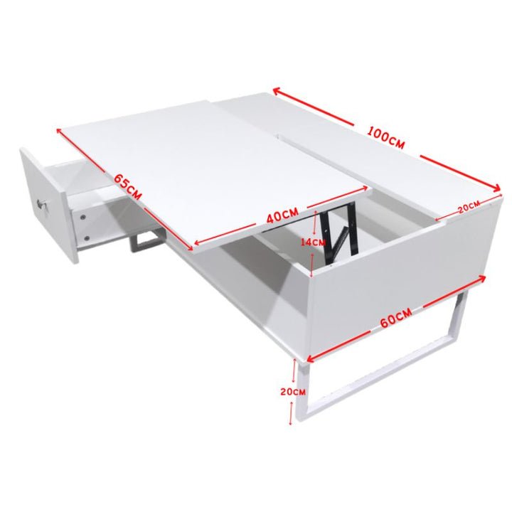 Danoz Direct - Lift Up White Coffee Table With Storage - Super Deal - danozdirect