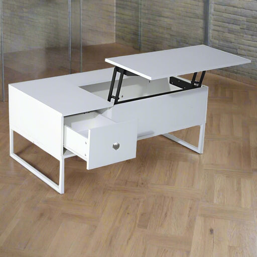 Danoz Direct - Lift Up White Coffee Table With Storage - Super Deal - danozdirect