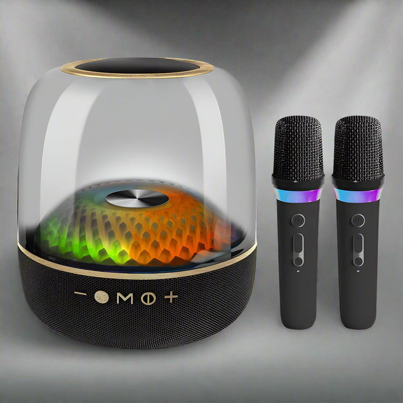 Danoz Direct - LP90 Black 360° Bluetooth Home Theater Speaker With Two Microphones - LED Light Effect, 120W Surround Sound - danozdirect