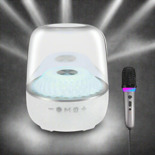 Danoz Direct - LP90 White 360° Bluetooth Home Theater Speaker With One Microphone - LED Light Effect, 120W Surround Sound - danozdirect