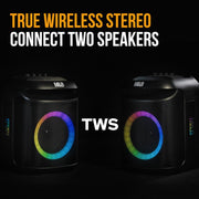 Danoz Direct - M&B Portable Splash Proof 80W Bluetooth Party Speaker, IPX4, TWS Pairing, Multi - Input, Lithium Battery, RGB, USB Charging - danozdirect