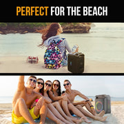 Danoz Direct - M&B Portable Splash Proof 80W Bluetooth Party Speaker, IPX4, TWS Pairing, Multi - Input, Lithium Battery, RGB, USB Charging - danozdirect